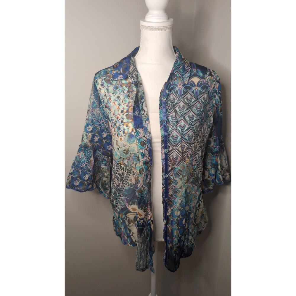 Johnny Was Collection Patchwork Boho Tunic Blouse… - image 5